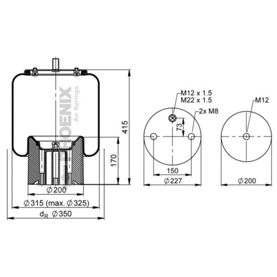 1 DK 23 L-1 - Pneumatic suspension bellows 