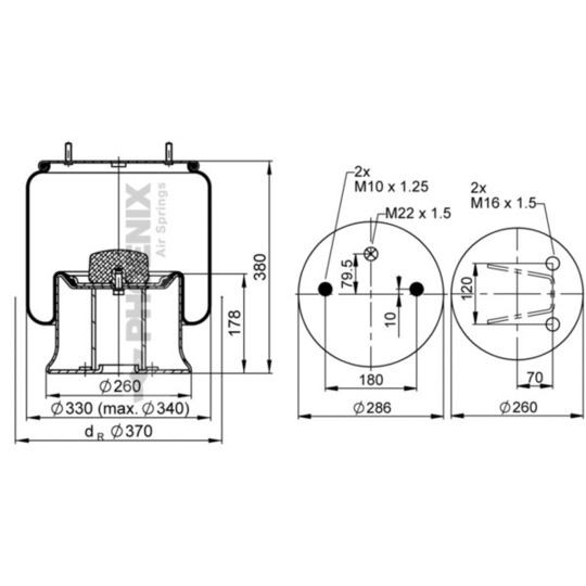 1 DK 28 B-7 - Pneumatic suspension bellows 