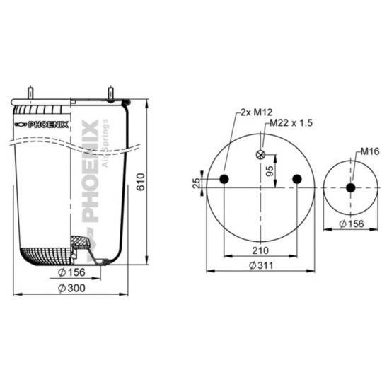 1 DK 32 L - Pneumatic suspension bellows 