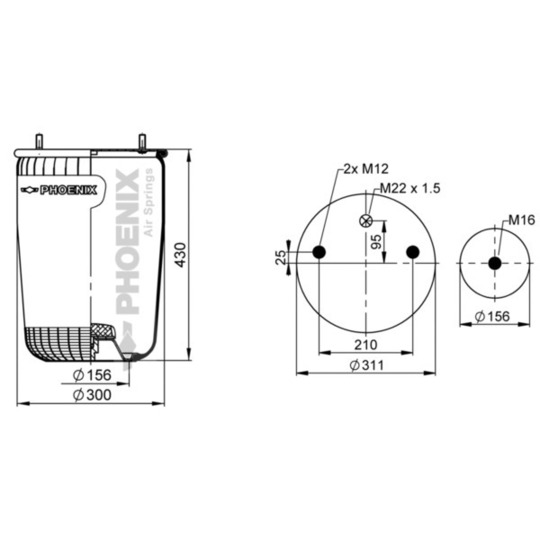 1 DK 32 K - Pneumatic suspension bellows 