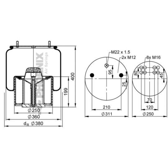 1 DK 32-2 - Pneumatic suspension bellows 