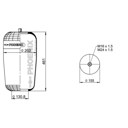 1 KF 24-1 NP - Pneumatic suspension bellows 