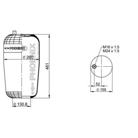 1 KF 24-2 NP - Pneumatic suspension bellows 