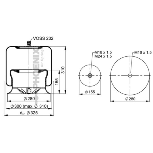 1 KF 24-21 - Pneumatic suspension bellows 