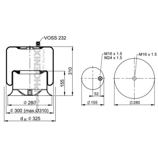 1 KF 24-29 - Pneumatic suspension bellows 