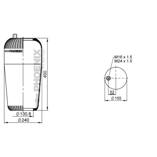 1 KF 21-1 NP - Pneumatic suspension bellows 