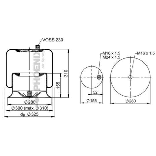 1 KF 24-9 - Pneumatic suspension bellows 