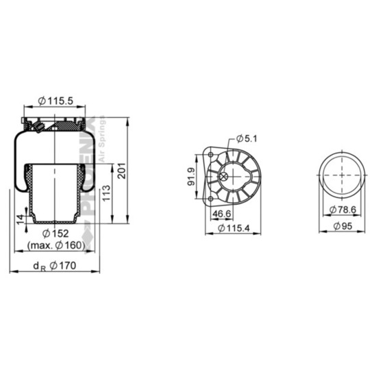 C 100 004 - Pneumatic suspension bellows 