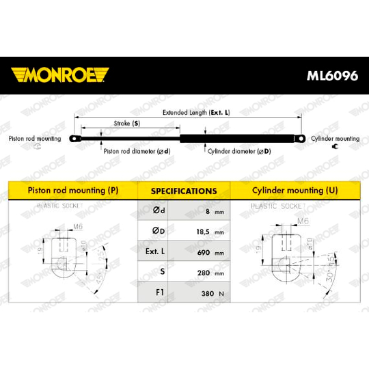 ML6096 - Kaasujousi, konepelti 