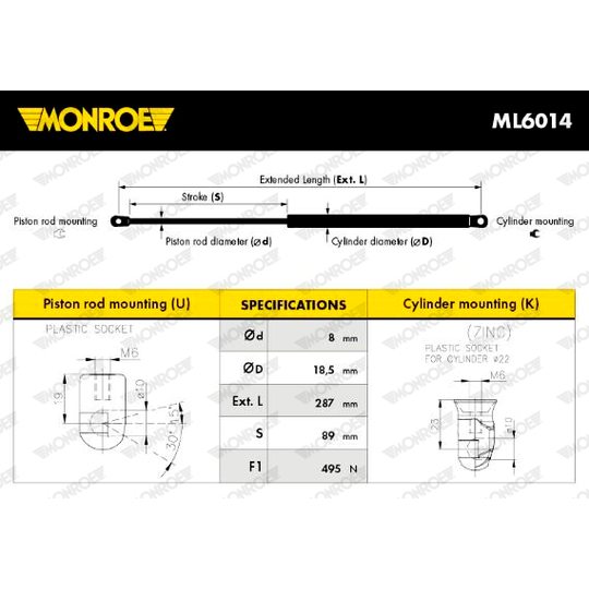 ML6014 - Gas Spring, boot-/cargo area 