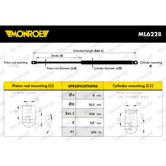 ML6228 - Gas Spring, boot-/cargo area 