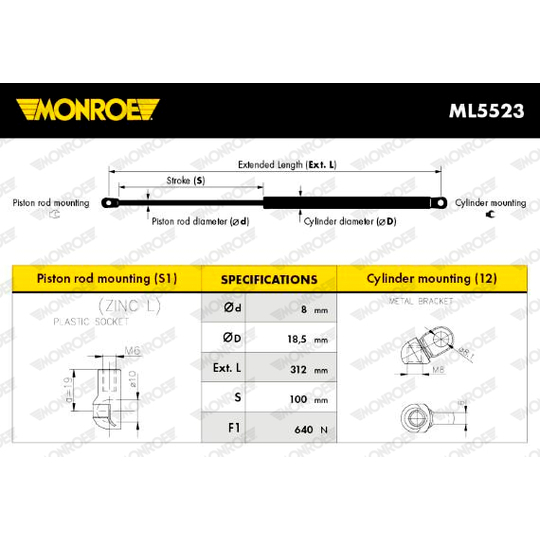 ML5523 - Gas Spring, boot-/cargo area 