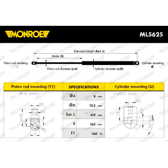 ML5625 - Gas Spring, boot-/cargo area 