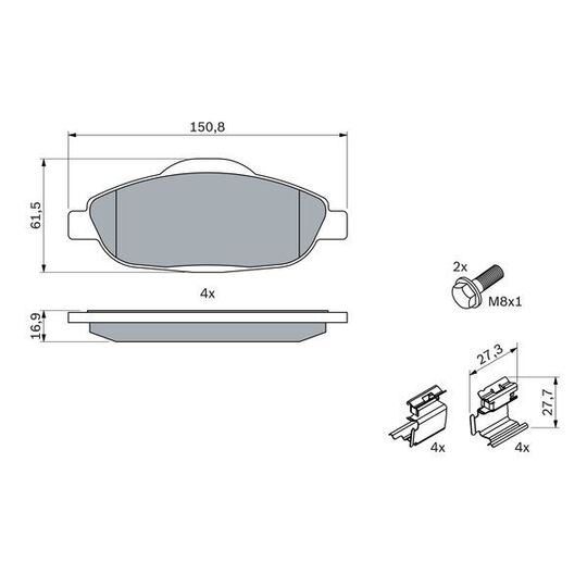 0 986 494 261 - Brake Pad Set, disc brake 