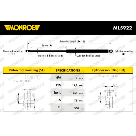 ML5922 - Gas Spring, boot-/cargo area 