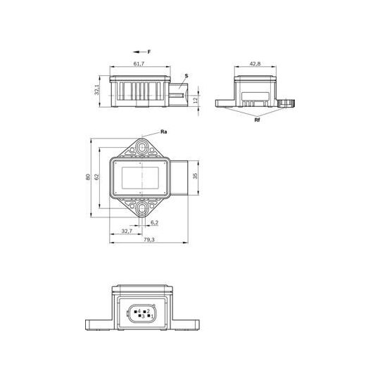 0 265 005 642 - Sensor, longitudinal-/lateral acceleration 