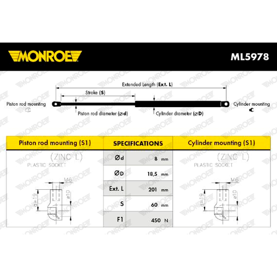 ML5978 - Gas Spring, boot-/cargo area 