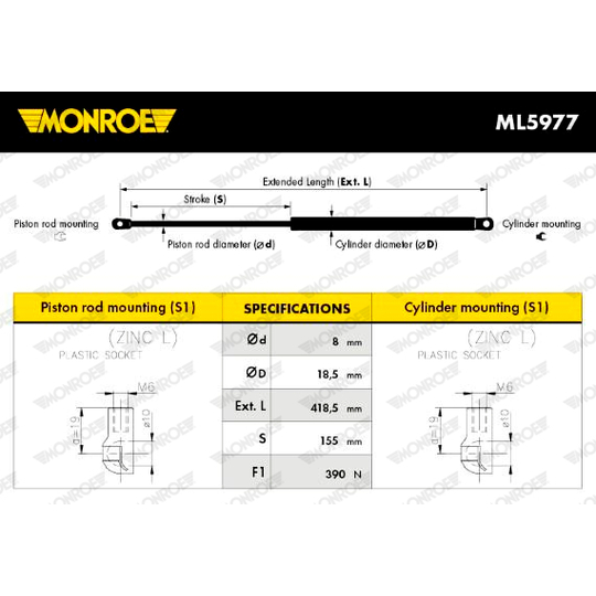 ML5977 - Gas Spring, boot-/cargo area 