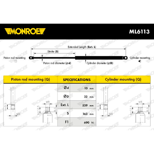 ML6113 - Gas Spring, boot-/cargo area 