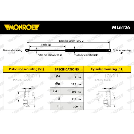 ML6126 - Gas Spring, boot-/cargo area 