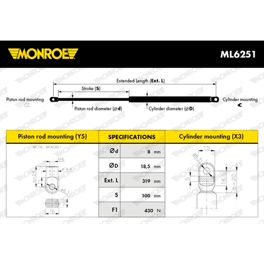 ML6251 - Gaasivedru, mootorikapott 