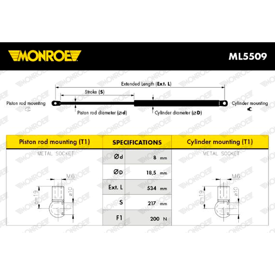 ML5509 - Gas Spring, boot-/cargo area 