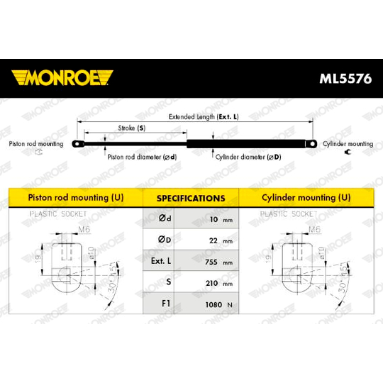 ML5576 - Gas Spring, boot-/cargo area 