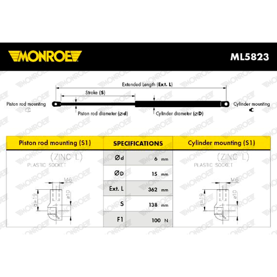 ML5823 - Kaasujousi, takalasi 