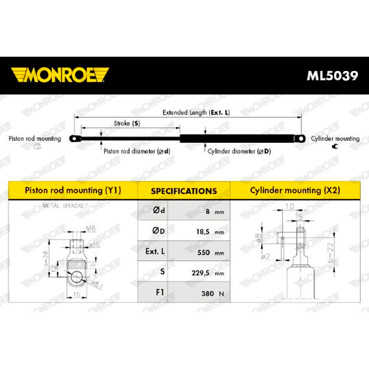 ML5039 - Gas Spring, boot-/cargo area 