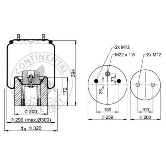 4157 N P14 - Pneumatic suspension bellows 