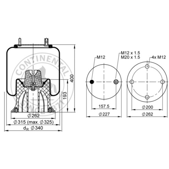 4159 N P14 - Pneumatic suspension bellows 