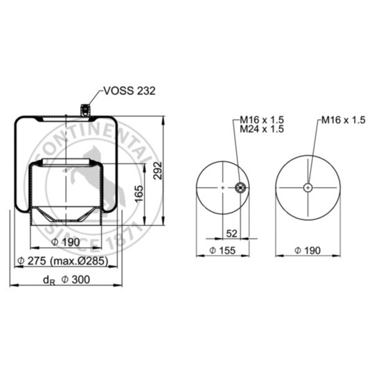 4390 N P24 - Pneumatic suspension bellows 