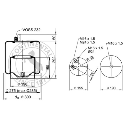 4390 N P23 - Pneumatic suspension bellows 