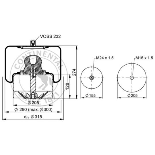 4644 N P22 - Pneumatic suspension bellows 