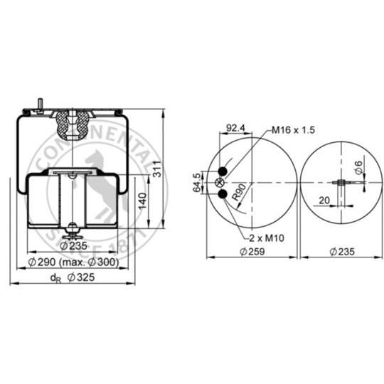 4420 N P01 - Pneumatic suspension bellows 