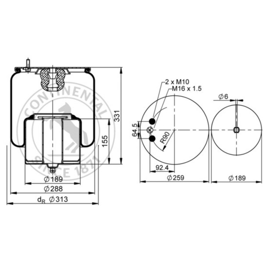 4713 N P02 - Pneumatic suspension bellows 