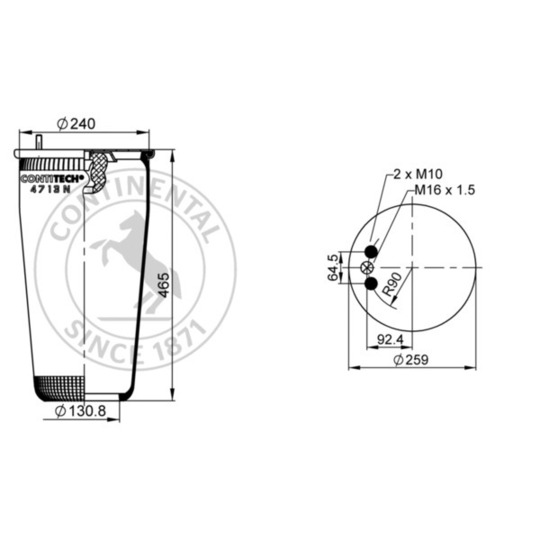 4713 N P04 - Pneumatic suspension bellows 