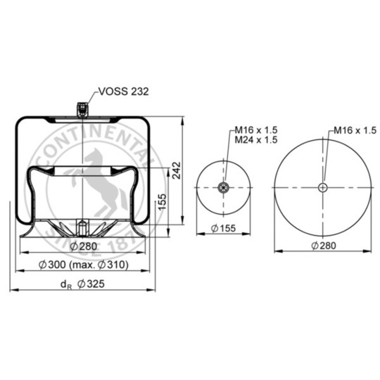 4757 N P21 - Pneumatic suspension bellows 