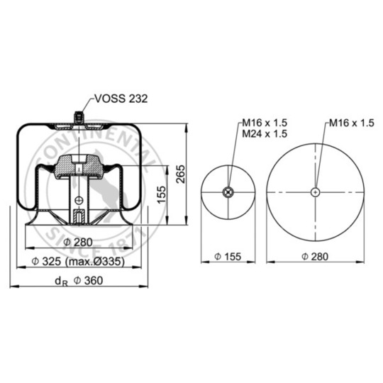 4737 N P26 - Pneumatic suspension bellows 