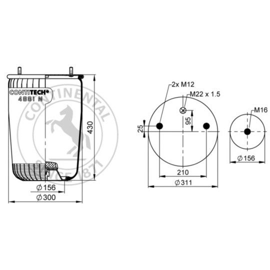 4881 N P02 - Pneumatic suspension bellows 