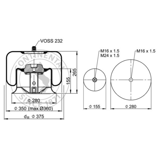 4758 N P23 - Pneumatic suspension bellows 