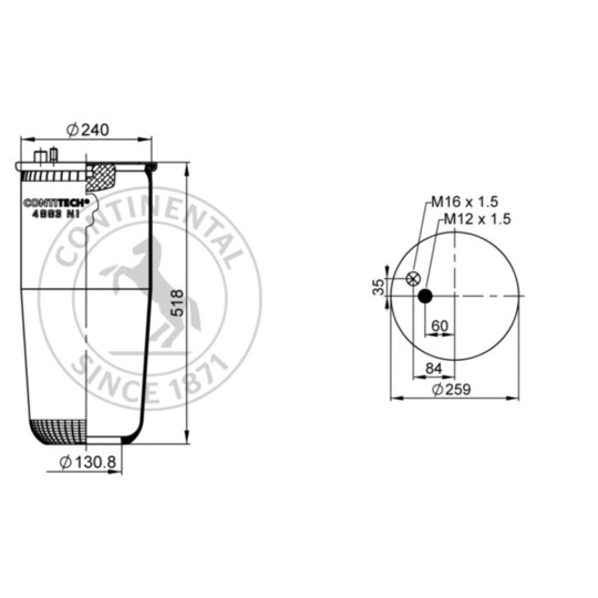 4883 N1 P01 - Pneumatic suspension bellows 