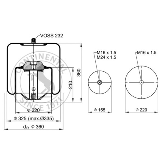 4838 N P22 - Pneumatic suspension bellows 