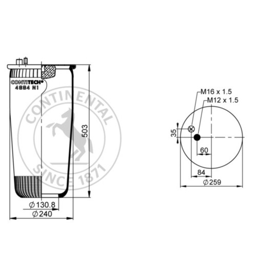 4884 N1 P01 - Pneumatic suspension bellows 