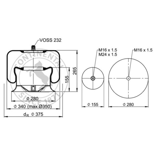 4758 N P21 - Pneumatic suspension bellows 