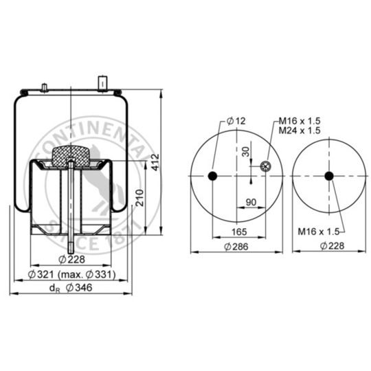 4912 N P13 - Pneumatic suspension bellows 