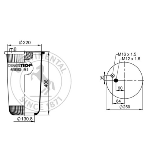 4885 N1 P01 - Pneumatic suspension bellows 