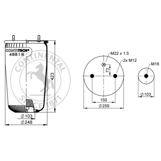 4961 N P02 - Pneumatic suspension bellows 
