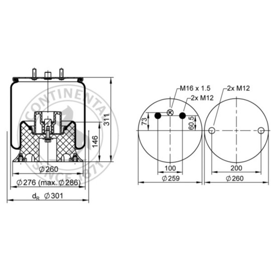 4927 N P01 - Pneumatic suspension bellows 