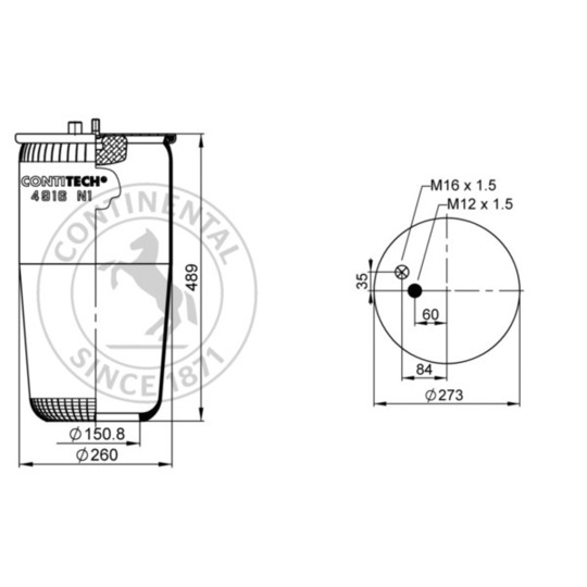 4916 N1 P01 - Pneumatic suspension bellows 